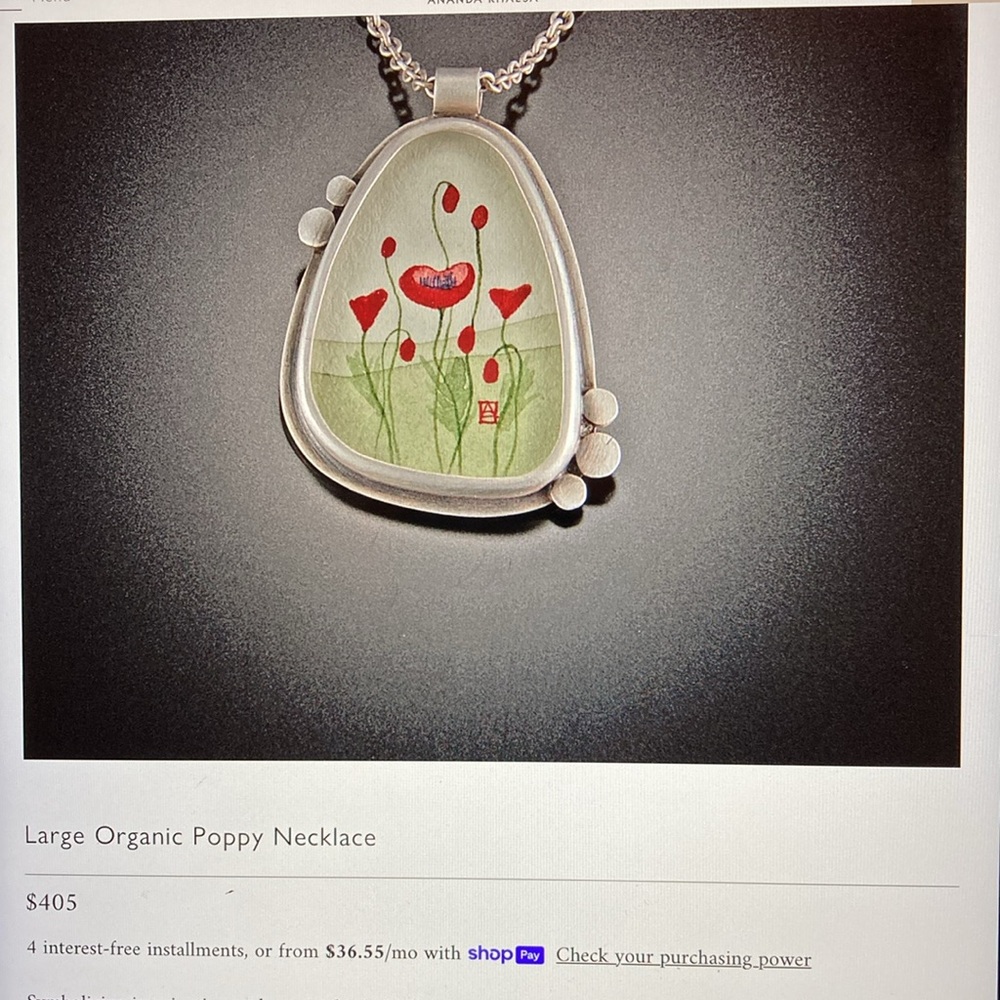 Ananda Khalsa Raven Sterling Necklace, NIB, hand painted - Picture 6 of 6